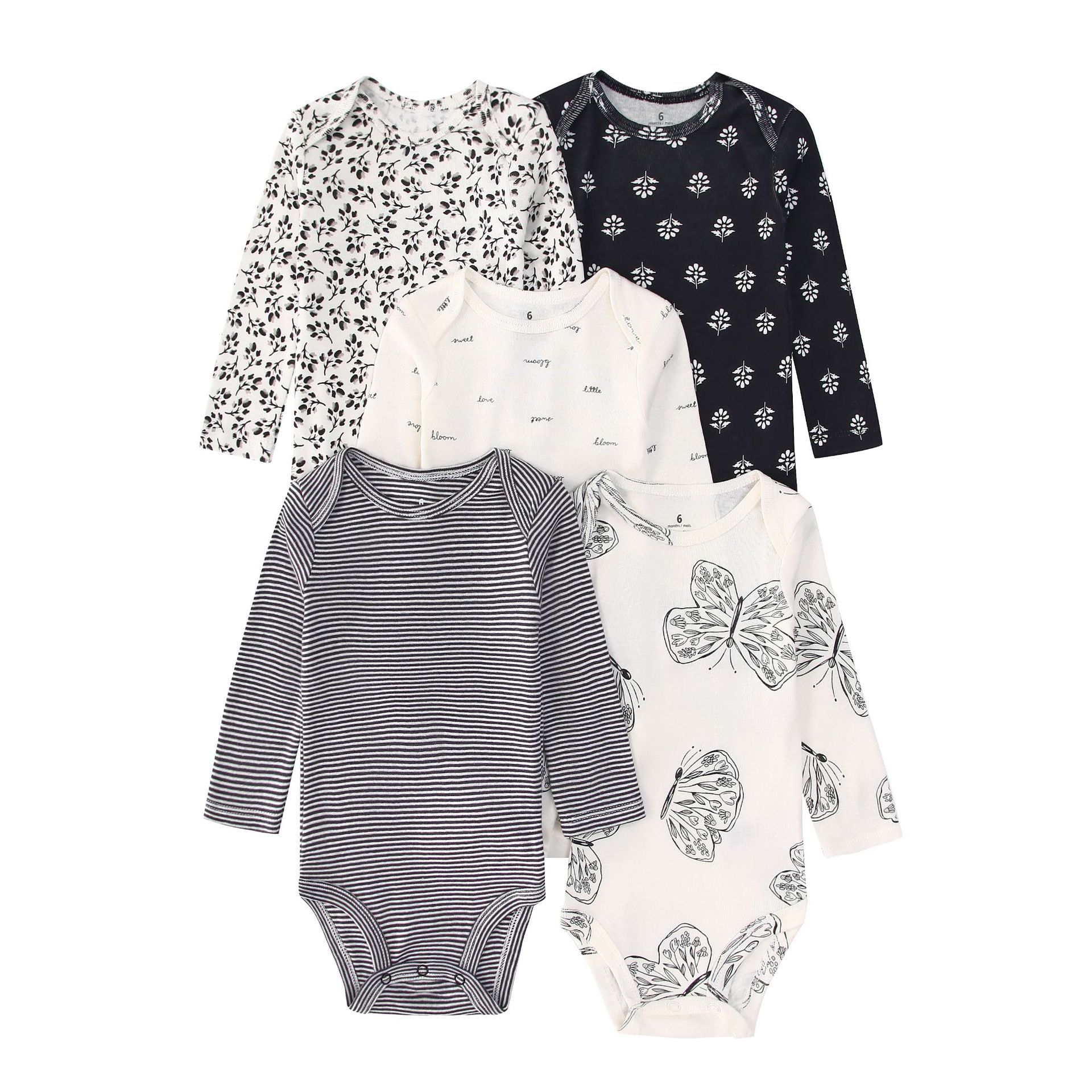 Baby Clothing Gender Neutral - 5PCS Newborn Infant Baby Bodysuits Long